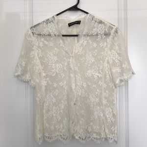 Sheer lace short sleeve shrug or shoulder cover